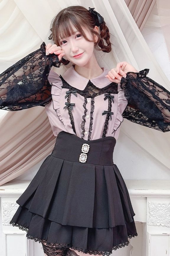 MA*RS マーズ フリル レース リボン ミニワンピース Y2K ピンク MA*RS】肩フリルちびリボンレーストップス - PNK/PNK size-F | 地雷系