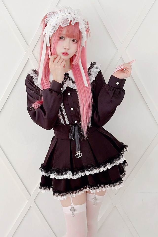 MA*RS】レースアップ2段フリルスカパン - BLK/ホワイト size-F | 地雷