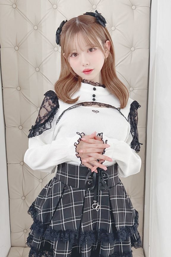 MA＊RS　コスメ柄　トップス　ホルターネック　マーズ　姫ギャルレア☆ マーズ MA*RS】胸開き肩レーステレコトップス - ホワイト size-F | 地雷系