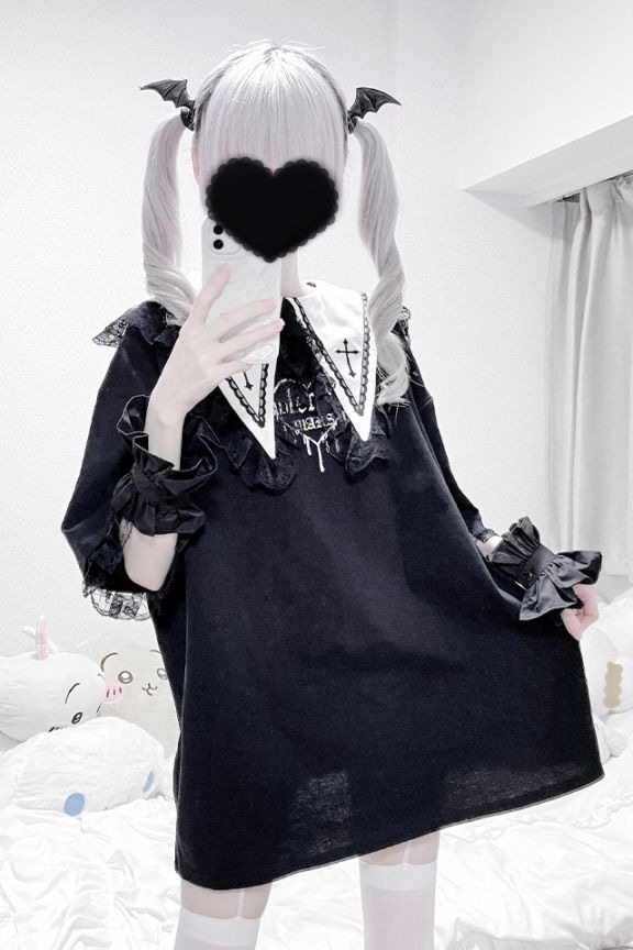 キスマーク★ロゴ刺繍★薄手ストレッチ★シャツワンピ【レディース サイズL】 000000006927_RCxxQgt.jpg