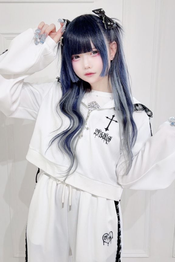 MA*RS】レースホック×クロスショートパーカー - ホワイト size-F