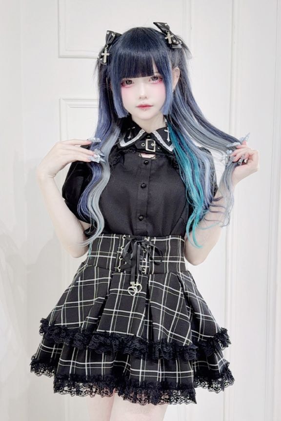 MA*RS】胸開きクロス刺繍ブラウス - BLK/BLK size-F | 地雷系・量産型