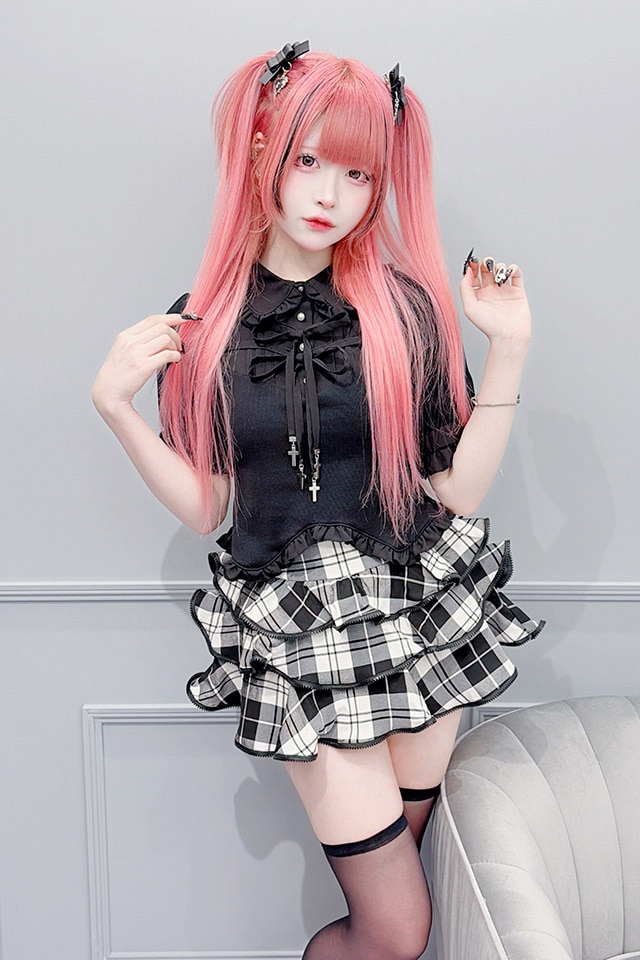 MA*RS】ZIPフリルミニスカパン - BLK/ホワイト size-F | 地雷系・量産