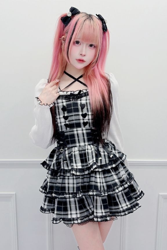 MA*RS】【3点SET】ハートレースアップフリルキャミワンピース - BLK