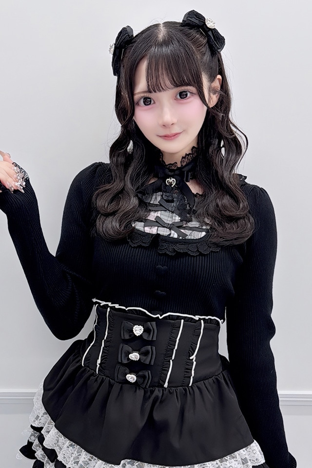 MA*RS】チョーカー付きハイゲージヨークニット - BLK/ピンク size-F