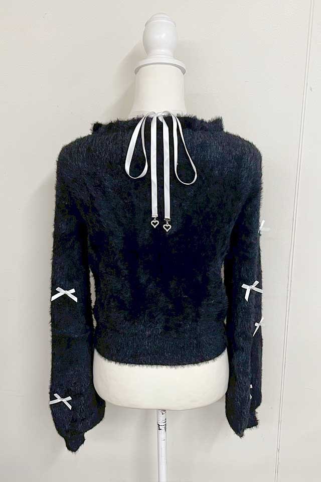 MA*RS】チビリボンケープ風ニット - BLK/ホワイト size-F | 地雷系