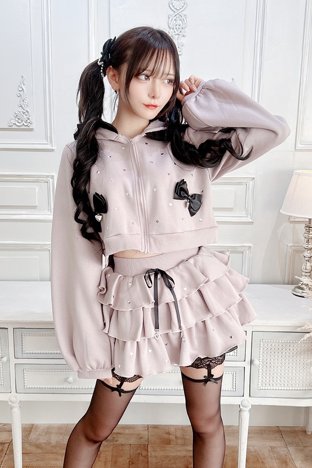 Princess Melody】【裏起毛】ハートスタッズショートフリルスカパン