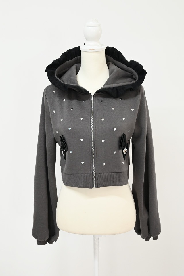 Princess Melody】【裏起毛】ハートスタッズショートパーカー - ライト