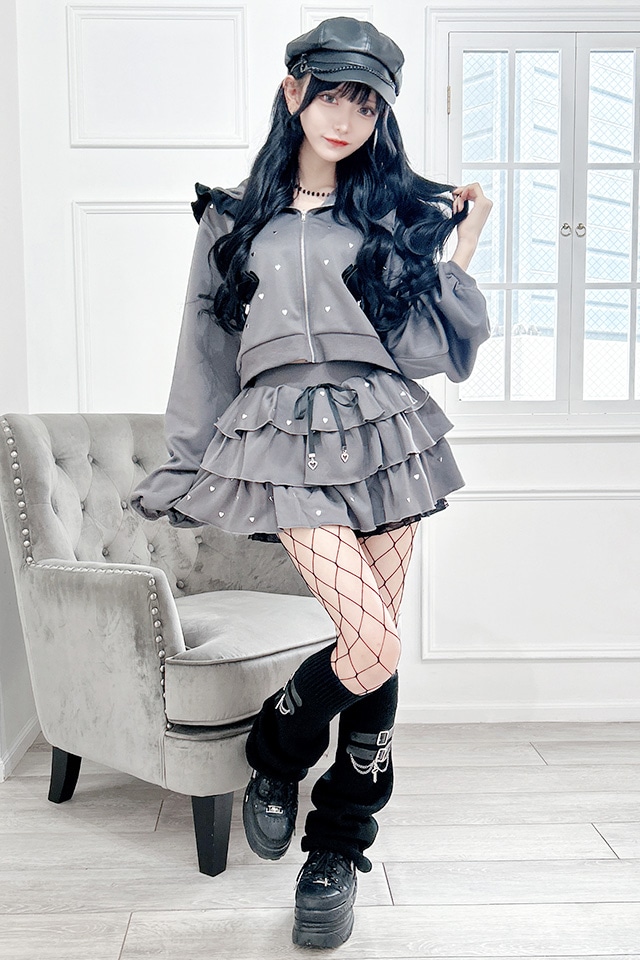 ま*る様 新品タグ付 mikiosakabe チュールフリルハートスカート パニ Princess Melody】ハートスタッズショートフリルスカパン