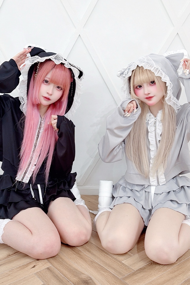 みー   試着のみ✴︎myclozette フリルパーカー ノエミー NOEMIE マイメロディ フリルジャージパーカー （ピンク） -靴