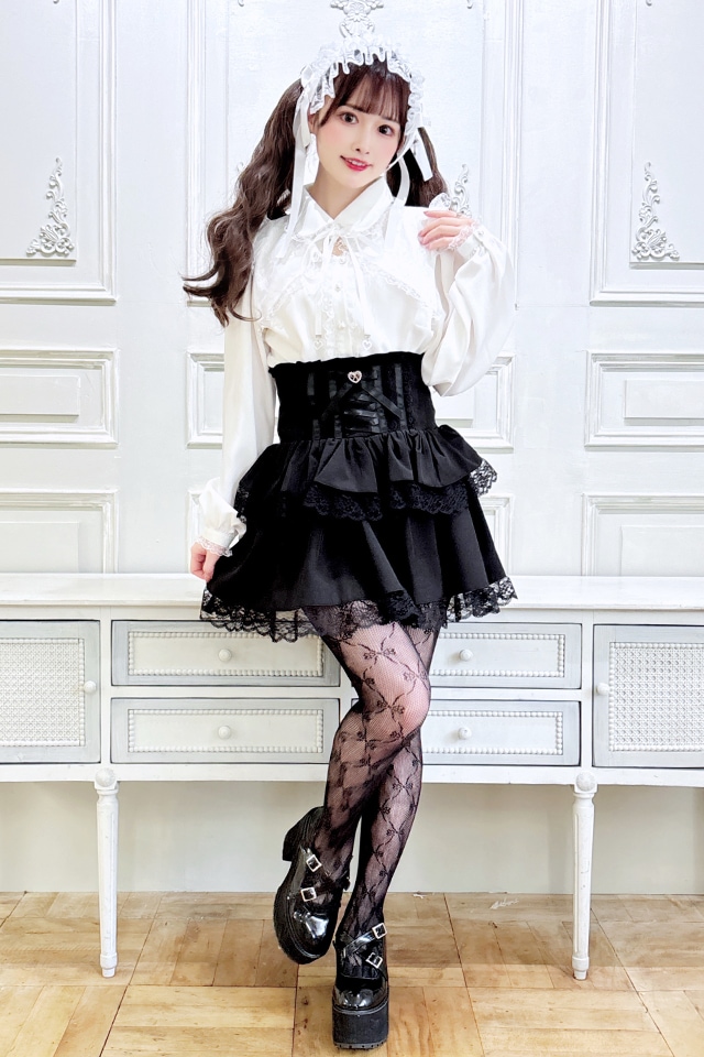MARBLE エレガンスパフ袖ボレロ：黒×白レース ゴスロリ エレガンスパフ袖ボレロ | MARBLE | ロリータ ゴスロリ ゴシック