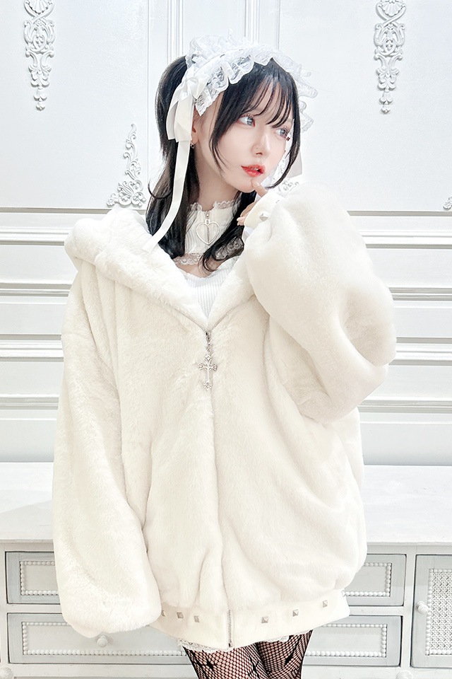 MA*RS】クロス刺繍ファーブルゾン - ホワイト size-F | 地雷系・量産型