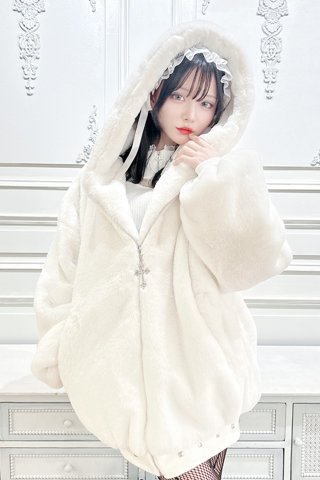 MA*RS】クロス刺繍ファーブルゾン - ホワイト size-F | 地雷系・量産型