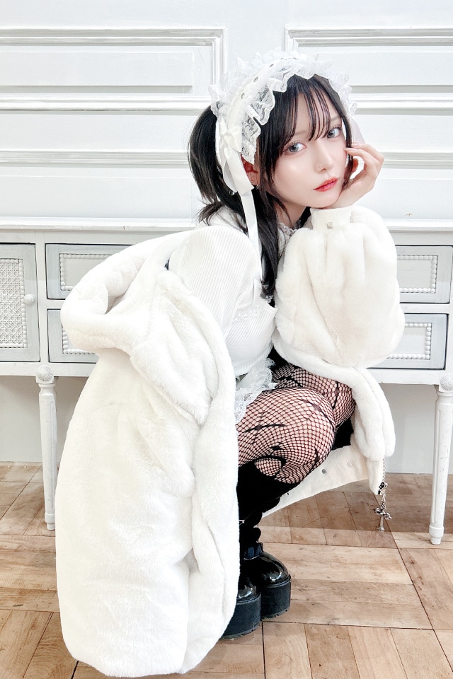 MA*RS】クロス刺繍ファーブルゾン - ホワイト size-F | 地雷系・量産型