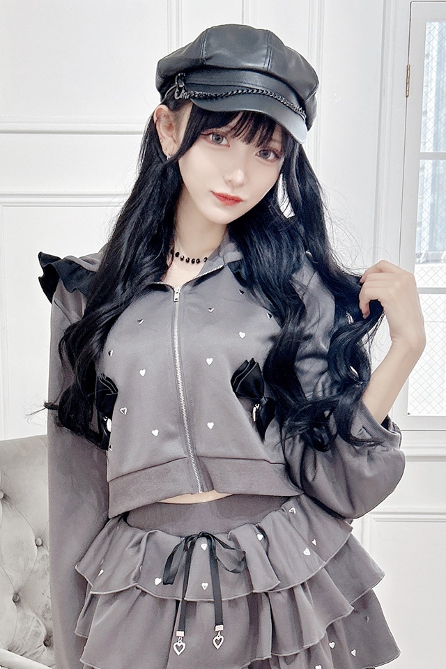 Princess Melody】ハートスタッズショートパーカー - グレー