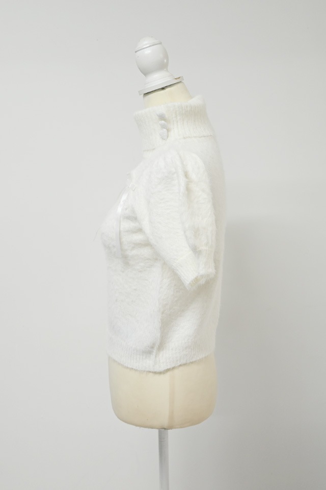 MA*RS】アームウォーマー付き胸開きシャギーニット - ホワイト size-F