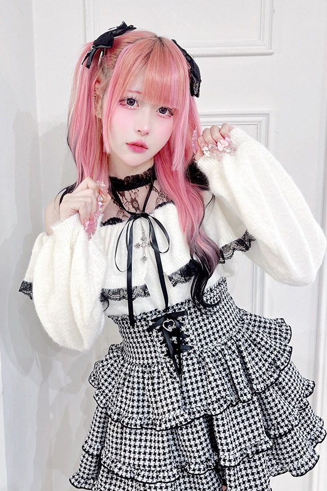 MA*RS】クロスチャーム付きオフショルニット - ホワイト size-F | 地雷