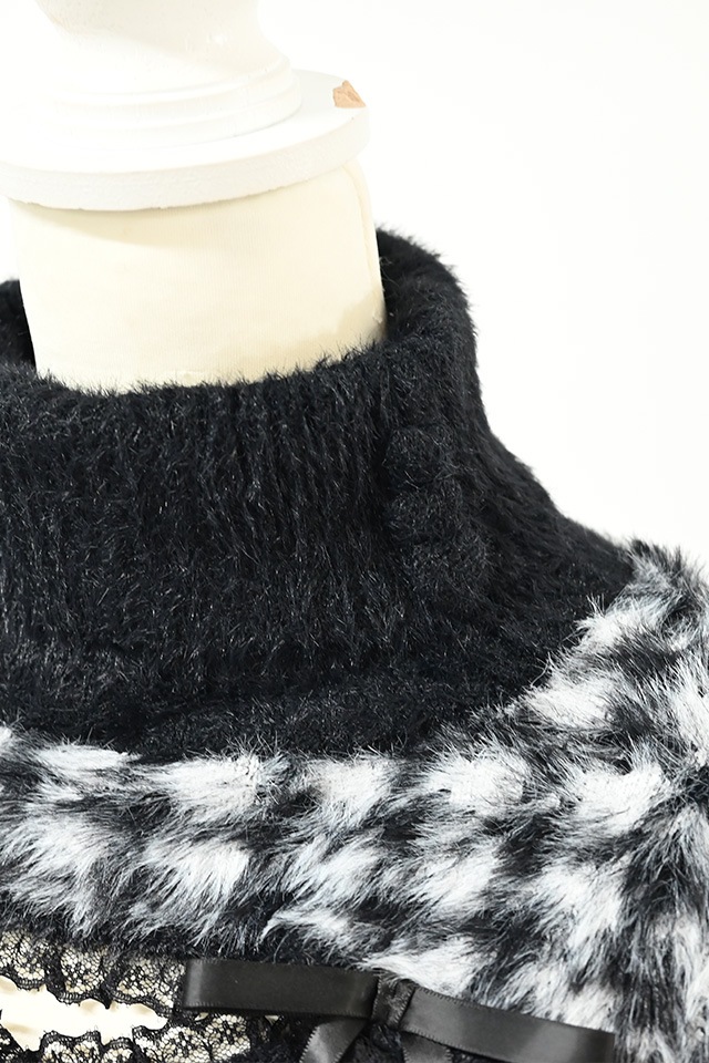 MA*RS】アームウォーマー付き胸開きシャギーニット - グレー size-F