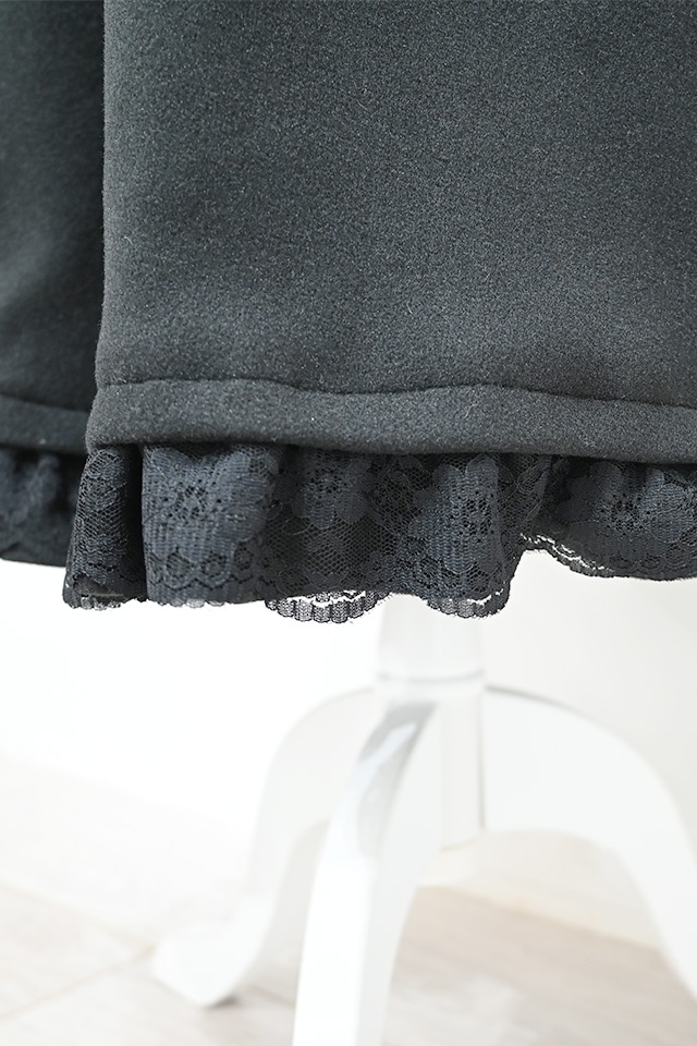 Princess Melody】りぼんタイ付きフードマキシコート - ブラック