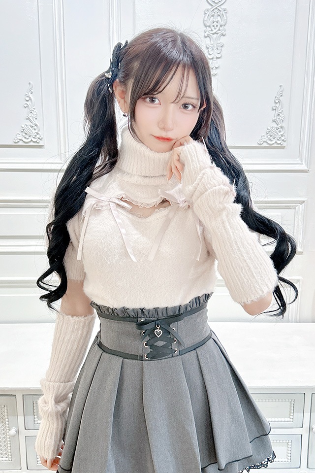 MA*RS】アームウォーマー付き胸開きシャギーニット - ピンク size-F