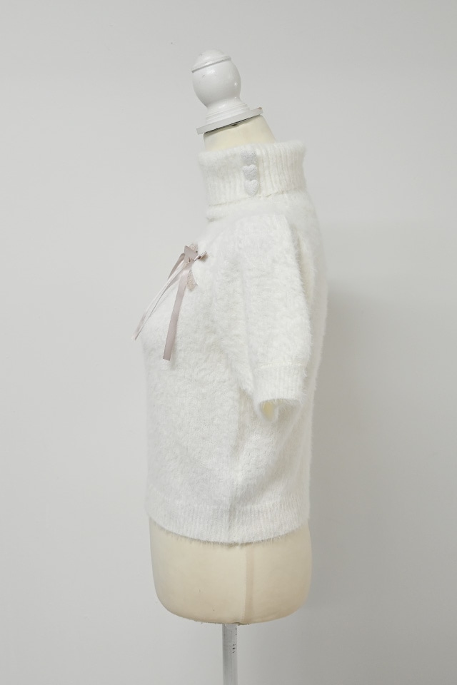 MA*RS】アームウォーマー付き胸開きシャギーニット - WHT/ピンク size