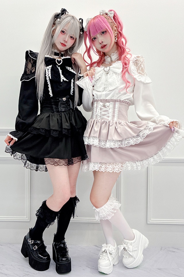 MA*RS】チョーカー付き肩フリルレースリボンブラウス - ホワイト size