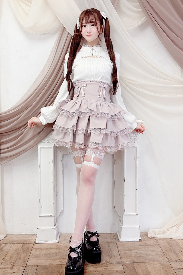 MA*RS】レースアップリボン3段フリルスカパン - ピンク size-F | 地雷