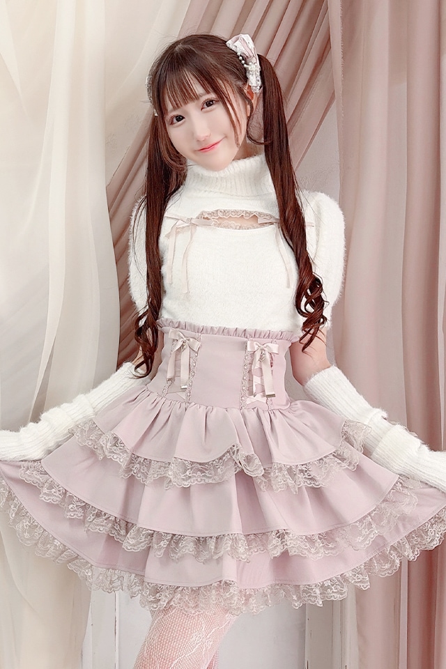 MA*RS】レースアップリボン3段フリルスカパン - ピンク size-F | 地雷