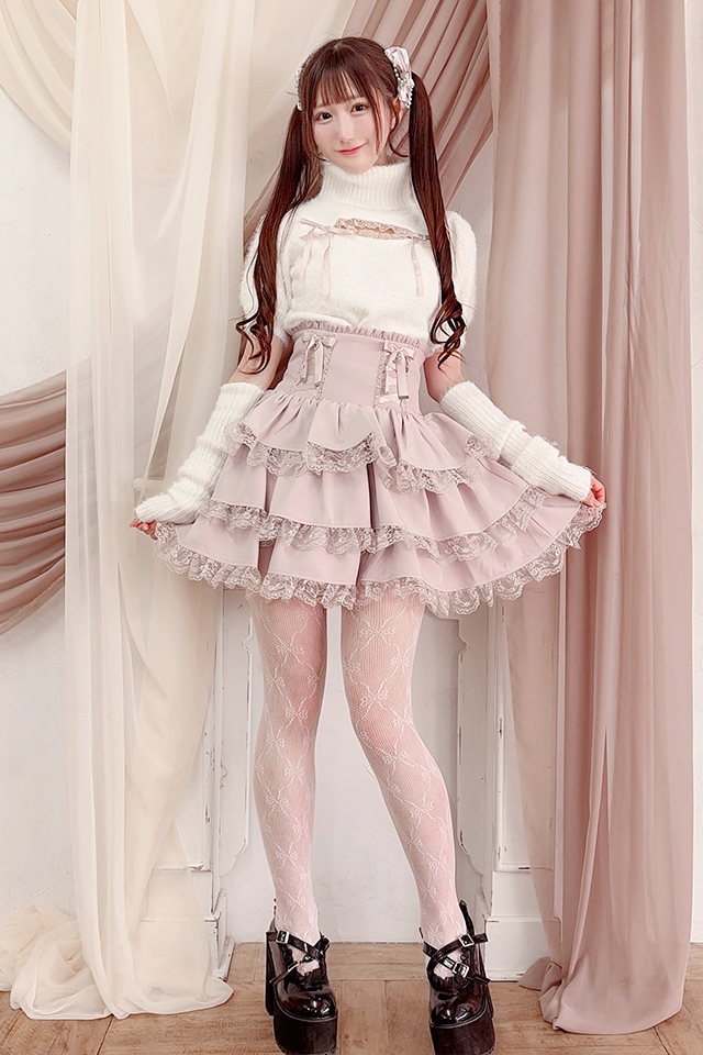 MA*RS】レースアップリボン3段フリルスカパン - ピンク size-F | 地雷