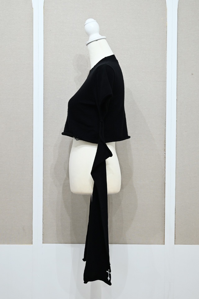 ましゅ MA*RS】クロス刺繍クラッシュショートニット - ブラック size-F