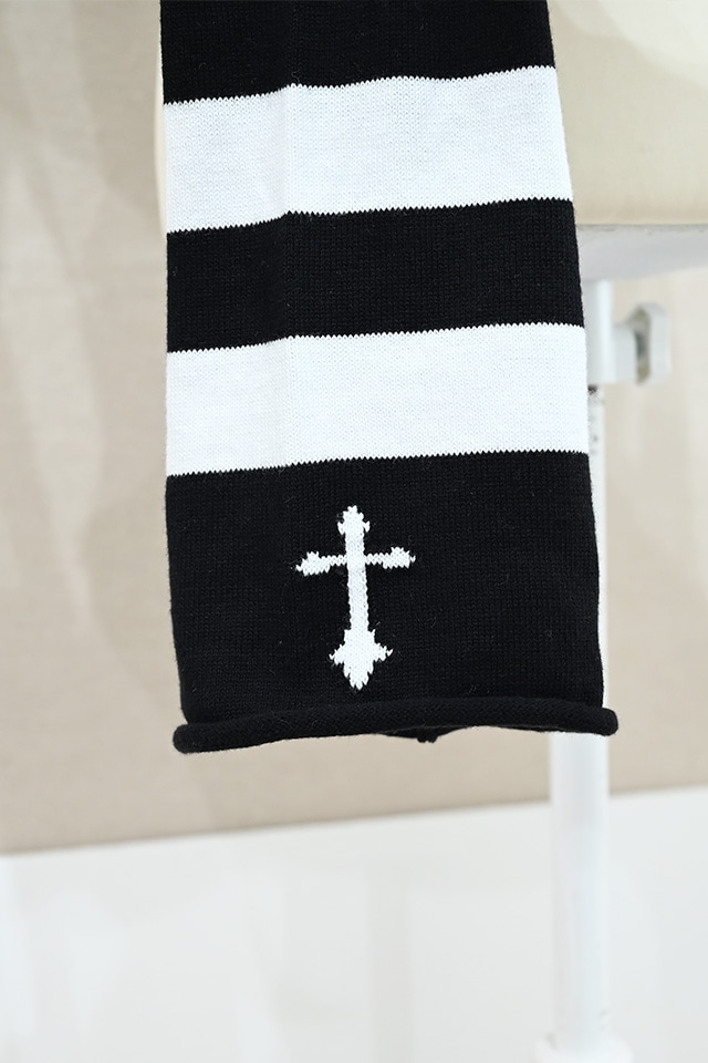 ましゅ MA*RS】クロス刺繍クラッシュショートニット - BLK/ホワイト