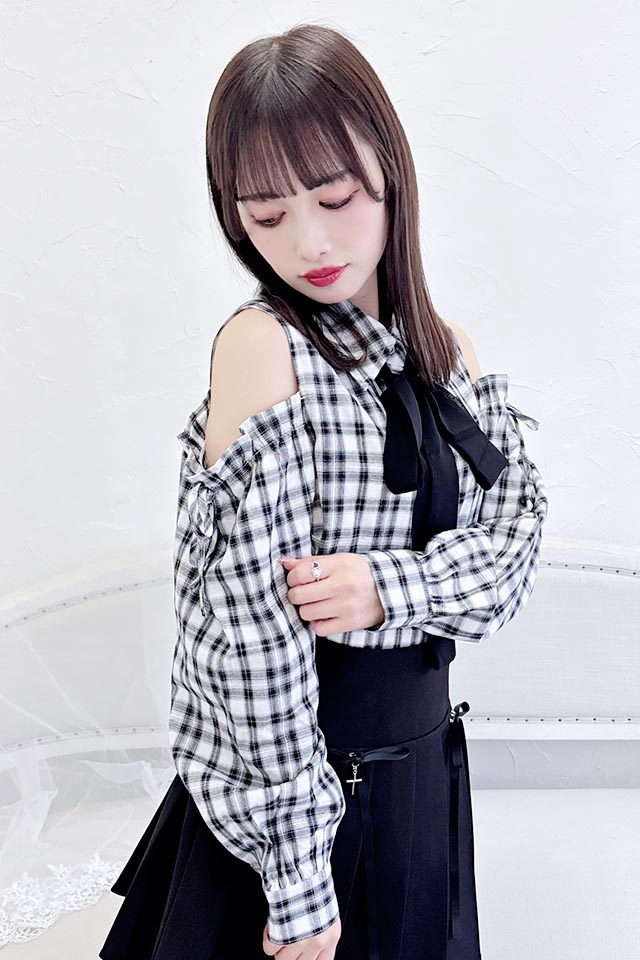 MA*RS】チェック肩あきブラウス - WHT/ブラック size-F | 地雷系
