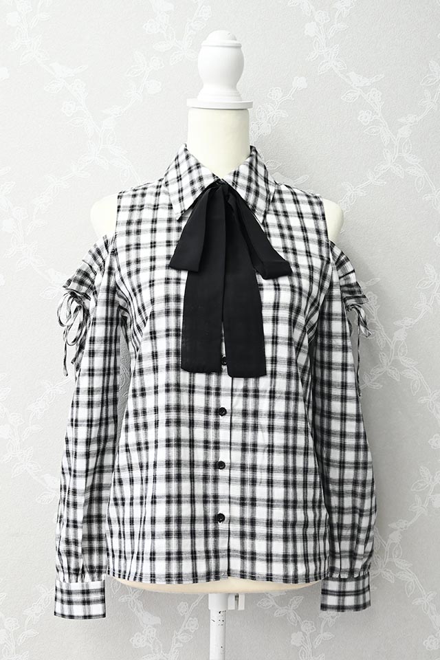 MA*RS】チェック肩あきブラウス - WHT/ブラック size-F | 地雷系
