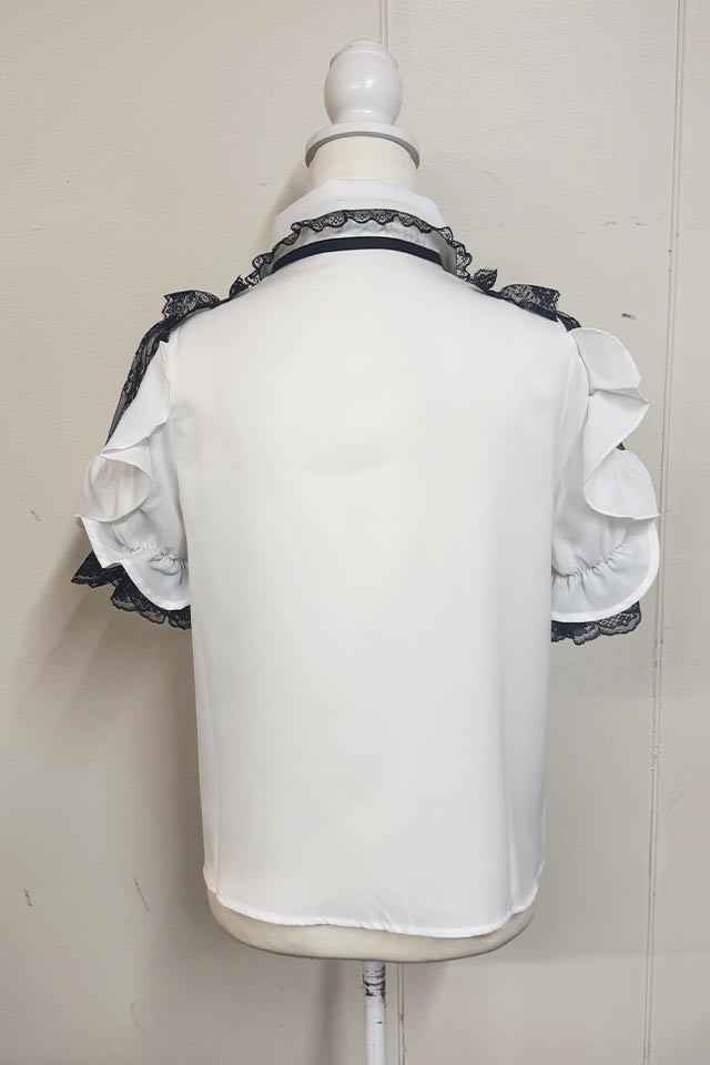 ブラウス　レレレさんMAL MA*RS】チェック肩あきブラウス - WHT/ブラック size-F | 地雷系