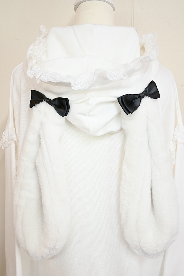 Princess Melody】うさみみファー裏起毛パーカー - ホワイト size-F