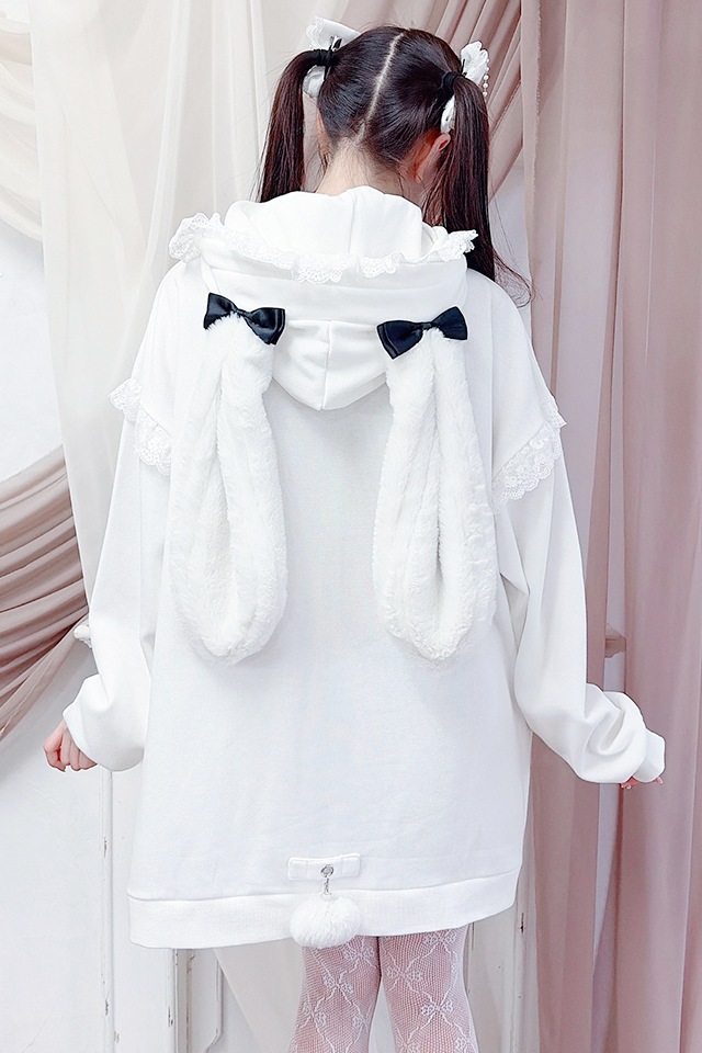 Princess Melody】うさみみファー裏起毛パーカー - ホワイト size-F