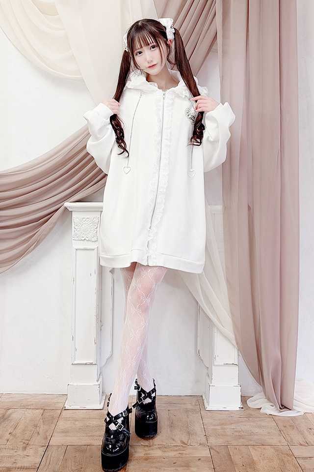 Princess Melody】うさみみファー裏起毛パーカー - ホワイト size-F