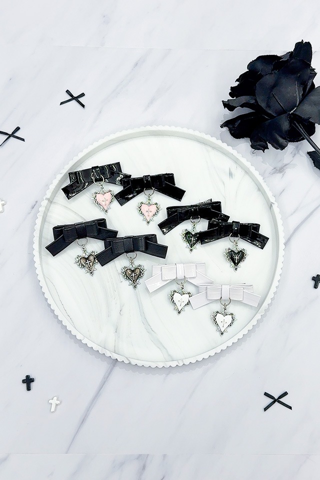 MA*RS】ゴシックハート×合皮リボン2個SET - BLK/BLK size-F | 地雷系