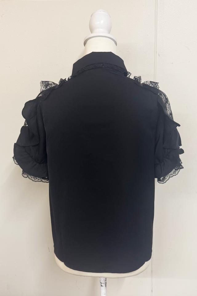 MA*RS】フロントVラインレースブラウス - ブラック size-F