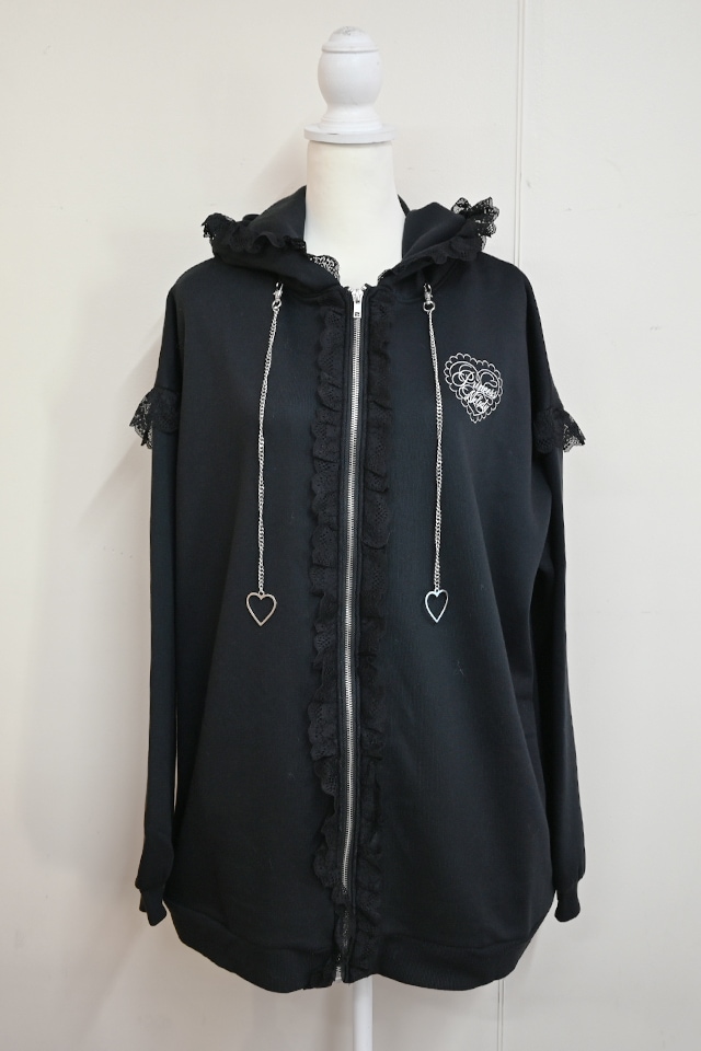 Princess Melody】うさみみファー裏起毛パーカー - ブラック size-F