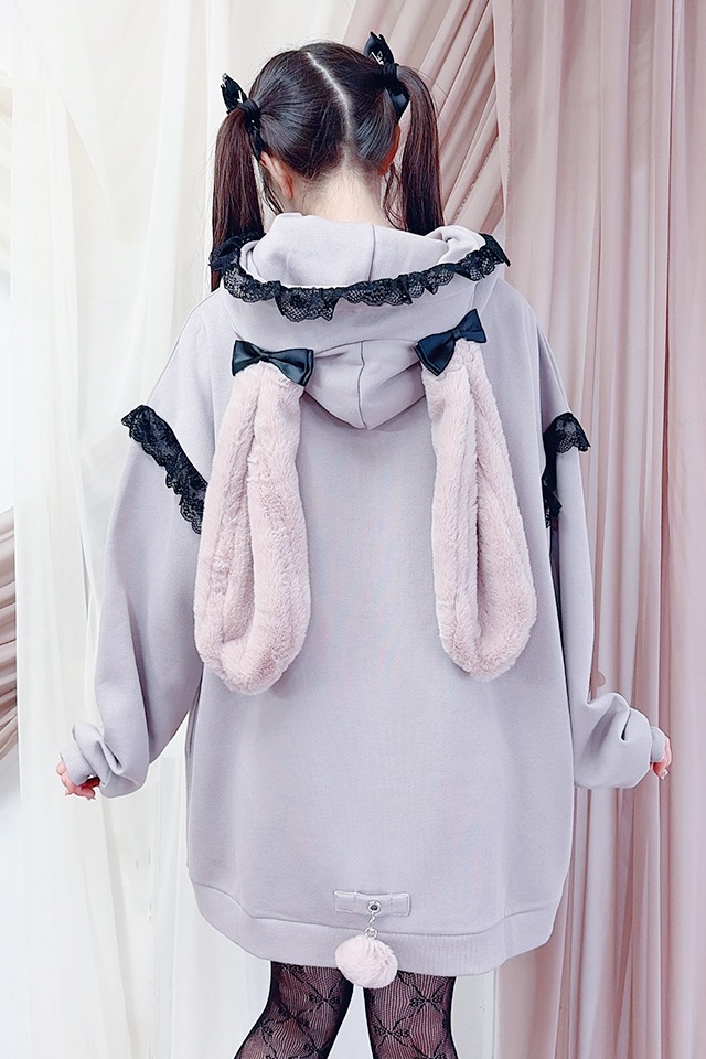 Princess Melody】うさみみファー裏起毛パーカー - ピンク size-F