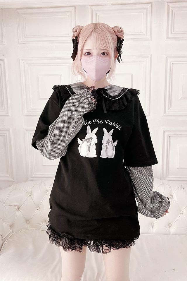 専用 MARS イモちゃんコラボ セーラー襟付き兎子ちゃんロンTブラック