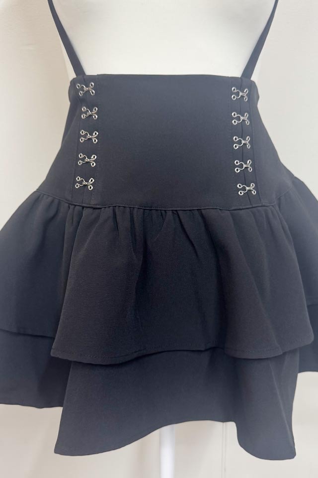 MA*RS】ホックコルセット風二段フリルスカパン - ブラック size