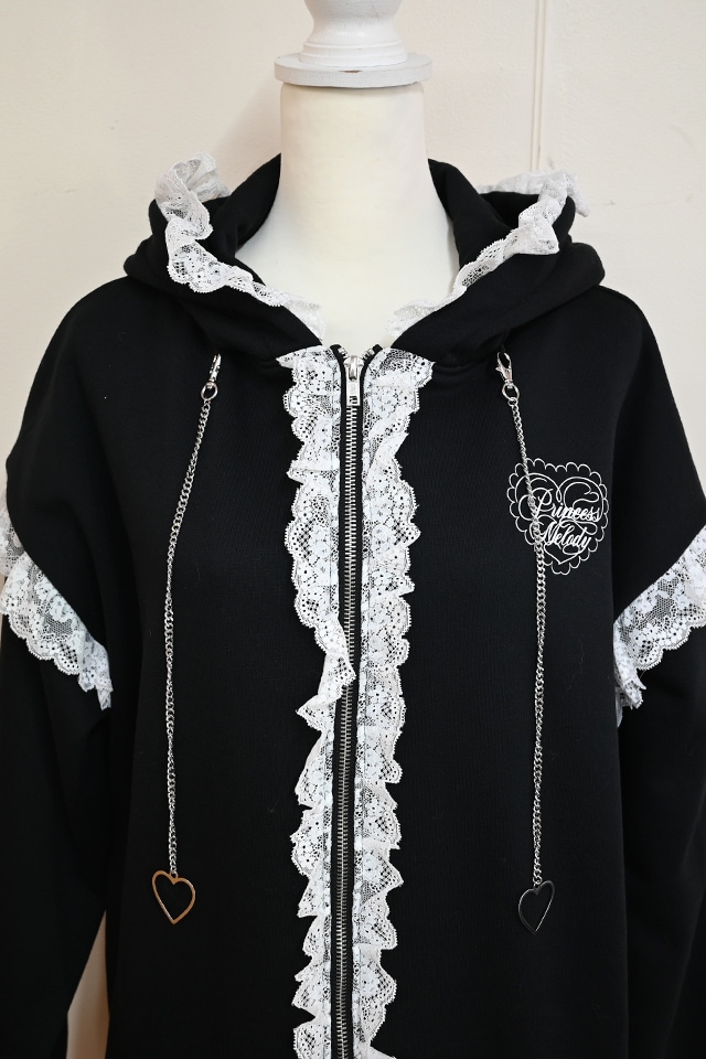 Princess Melody】うさみみファー裏起毛パーカー - BLK/ホワイト size