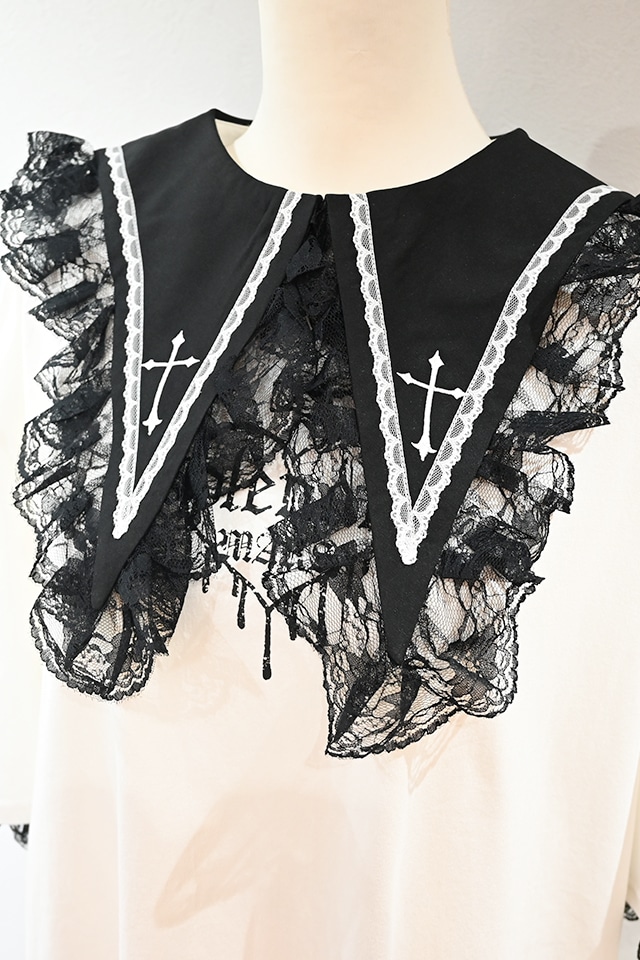 MA*RS】クロス刺繍襟ロンT - ホワイト size-F | 地雷系・量産型の