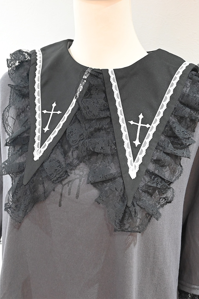MA*RS】クロス刺繍襟ロンT - グレー size-F | 地雷系・量産型の