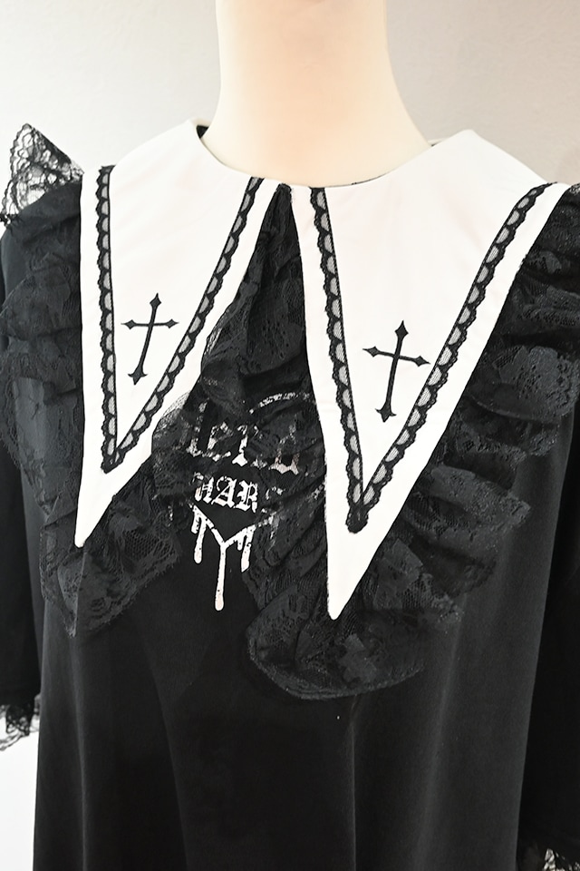MA*RS】クロス刺繍襟ロンT - ブラック size-F | 地雷系・量産型の
