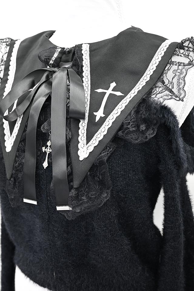 MA*RS】クロス刺繍襟ニット - ブラック size-F | 地雷系・量産型の
