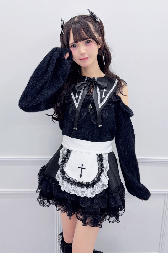 MA*RS】クロス刺繍襟ニット - ブラック size-F | 地雷系・量産型の