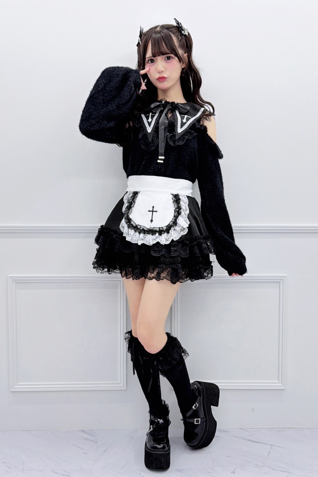 MA*RS】クロス刺繍襟ニット - ブラック size-F | 地雷系・量産型の